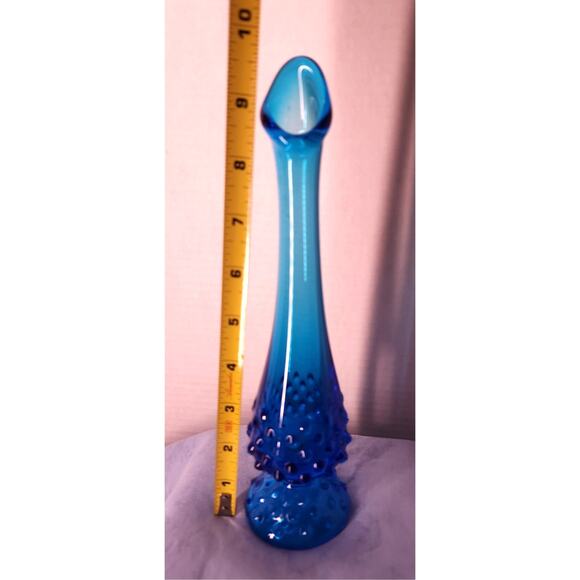 Fenton Blue Hobnail Colonial Swung Vase Pedestal 10"  MCM - M - Picture 5 of 7
